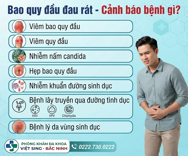 Bao quy đầu đau rát – Cảnh báo bệnh gì?